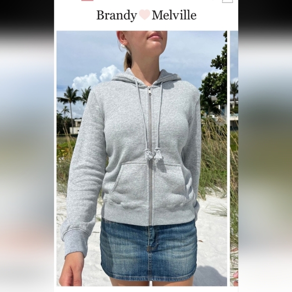 Brandy Melville Tops - Brandy Melville Christy Hoodie Gray Sz OS